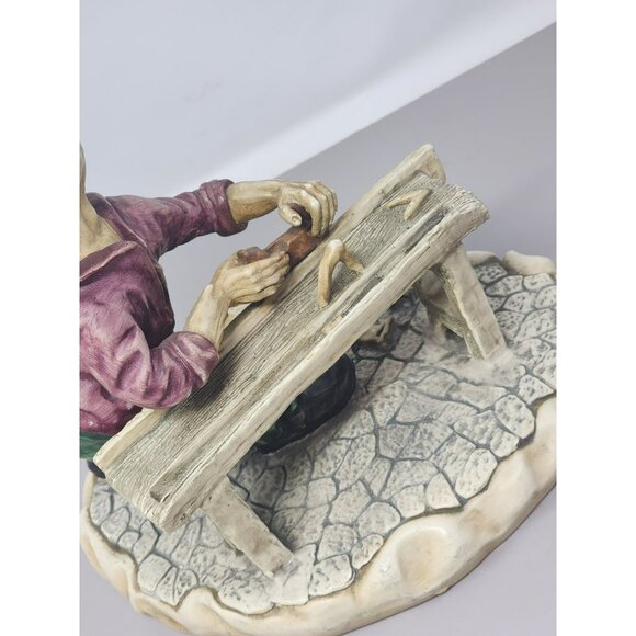 Vintage Artisan Figurine Of Worker With Bench & Tools Signed Antonio Costa - Picture 6 of 16